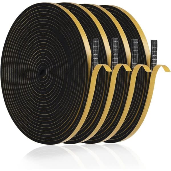 Self-adhesive window insulation strip, 20 m x 6 mm x 3 mm, black, compatible with doors and windows, windproof, rainproof, noise reduction