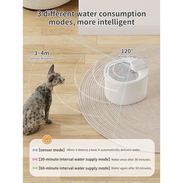 Smart Wireless Induction Water Dispenser for Cats, Automatic Pet Water Dispenser, Cordless Infrared Mobile Circulating Water Dispenser