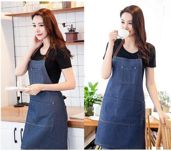 2 x Adjustable Kitchen Aprons with Large Pockets for Women Men DXGHC