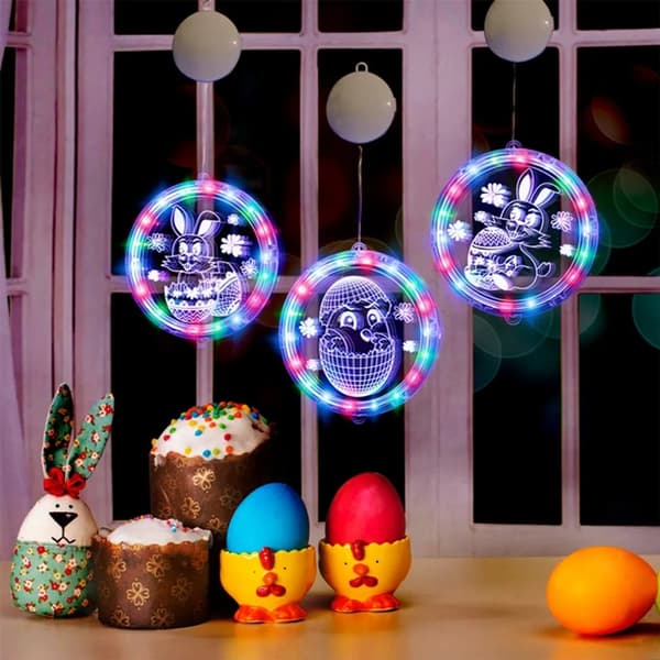 Easter Bunny Egg Hanging LED Window Light, Suction Cup Battery Operated Decoration #2