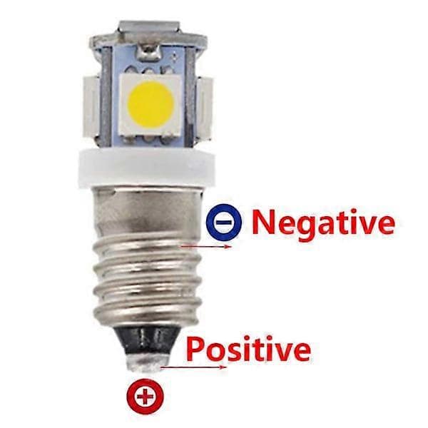 10 stk E10 6V LED-pærer 5SMD 0,5W 50LM (kaldhvit) [DB]