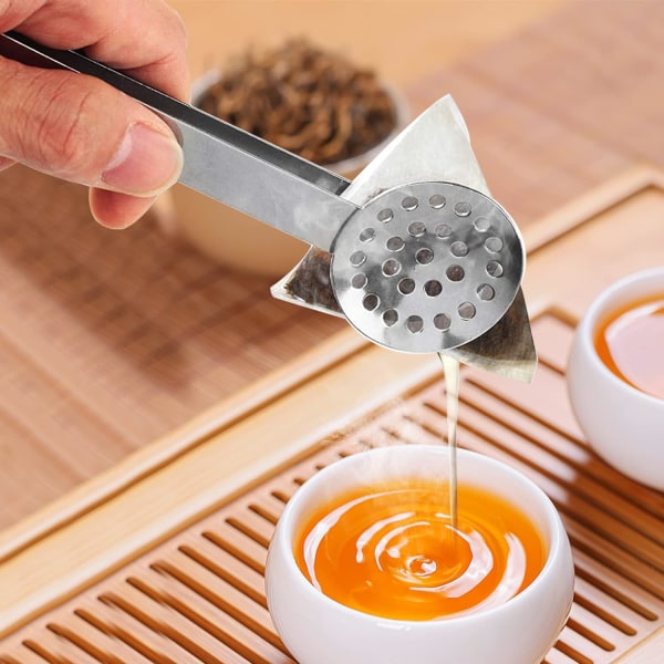 2-skedar formade tepåspressar, cirkulärt te i rostfritt stål