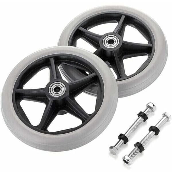 2 Pieces 6-inch Rubber Replacement Wheels for Rollator, Compatible with Wheelchair Front Wheels, Non-slip Wheels