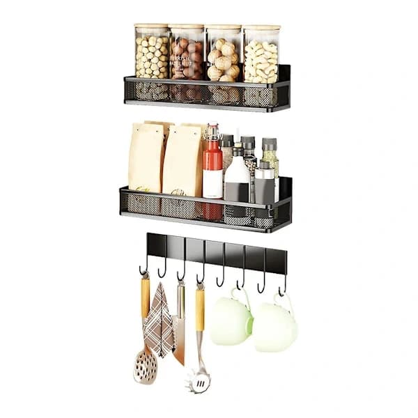 TS-Magnetic Spice Rack for Refrigerator, Magnetic Refrigerator Organizer, Strong Magnetic Refrigerator Shelf