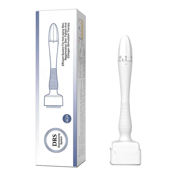 Adjustable Microneedling Derma Stamp Pen 140 Tips 0~3.0mm Skincare Tool for Wrinkles Acne Scars Stretch Marks-FX-