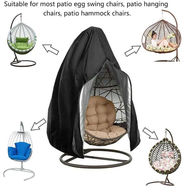 Vedenpitävä riipputuolin suojus, musta, suuri kangas PU-pinnoitteella, hengittävä