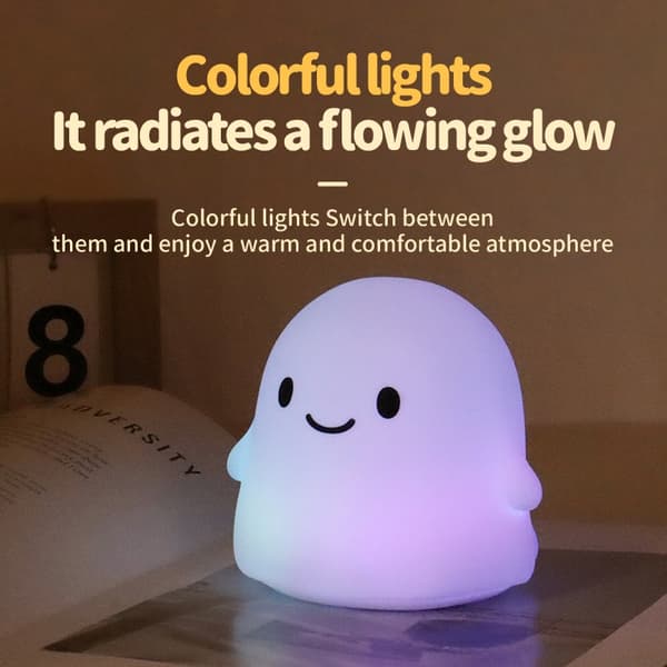 Ghost Warm Night Light - Silicone Touch Lamp with Adjustable Brightness