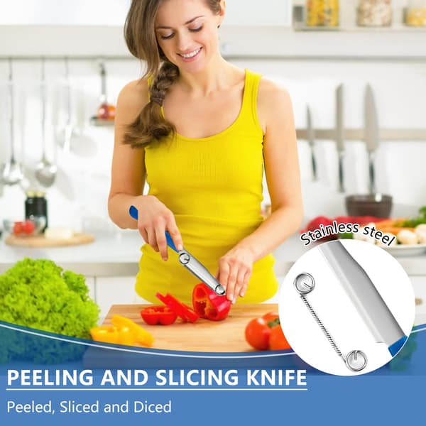 Quick Slicing Knife, New 3-in-1 Multifunctional Fruit Peeler with Removable Spring, Kitchen Utensil Sharp Steel Fruit and Vegetable Slicer