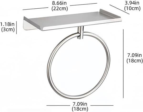 Stainless Steel Towel Rack, Wall Mounted Without Drilling, for Bathroom, Kitchen, Bedroom, Storage (Silver) Silver
