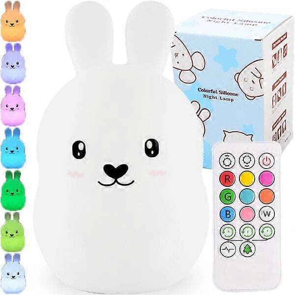 Rabbit RGB Night Light, 18cm White, Multicolor Adjustable Brightness