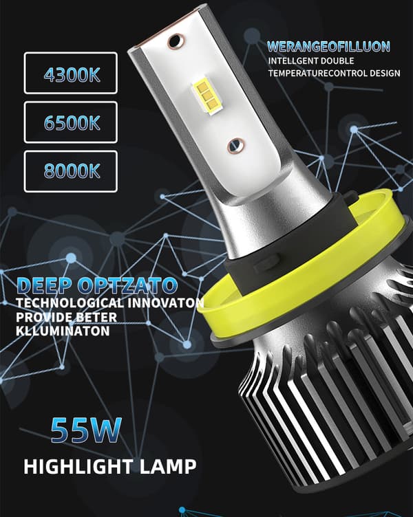 2PCS-70W 12000LM Car Headlight Anti Error, Auto Motorcycle Replacement Bulb 6000K CSP Chips for Halogen and Xenon Lamps