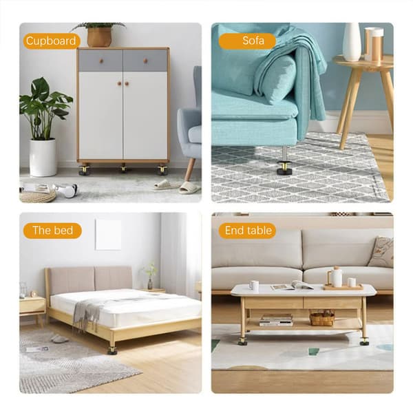 4 stk justerbare sengebeskyttere med gjenger mot risting, slagfrie møbelfester - Medium Medium Medium