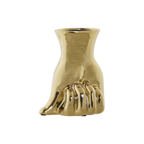 Vase - Design Glam - 21 cm - Gull - Steintøy - Elegant gyllen
