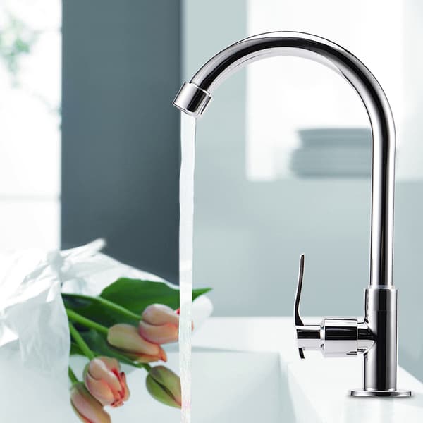 G1/2 inch External Thread Zinc Alloy Kitchen Faucet for Home Restaurant Silver