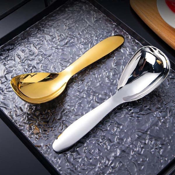 Short Handle Soup Spoons Rice Spoons Large Serving Spoons Dishwasher Safe Silver Silver