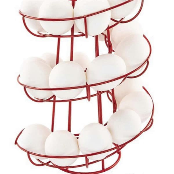 Egg Holder for Kitchen, Spiral Egg Basket, Practical Iron Egg Storage Rack, Storage Rack Silver Grey
