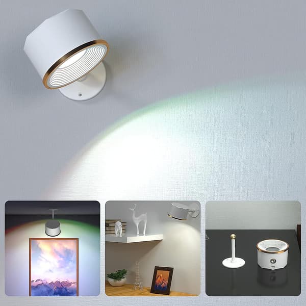 Veggmontert LED-lampe med oppladbart batteri [DB] Hvit White