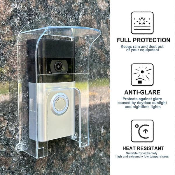 Transparent plastdörrklocka regnskydd passar Ring-modeller dörrklocka vattentätt skydd
