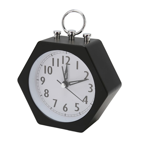 Polygon Alarm Clock Metal Shell Stable Silent Compact Alarm Clock for Student Black