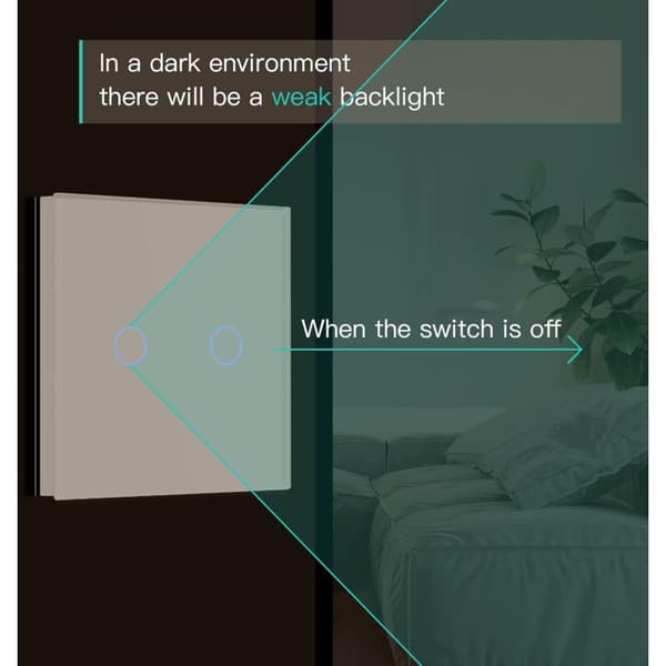Touch Switch, White 2-Way Light Switch with LED Display Light, Touch Sensor Crystal Glass Panel Touch Switch - No Neutral Wire
