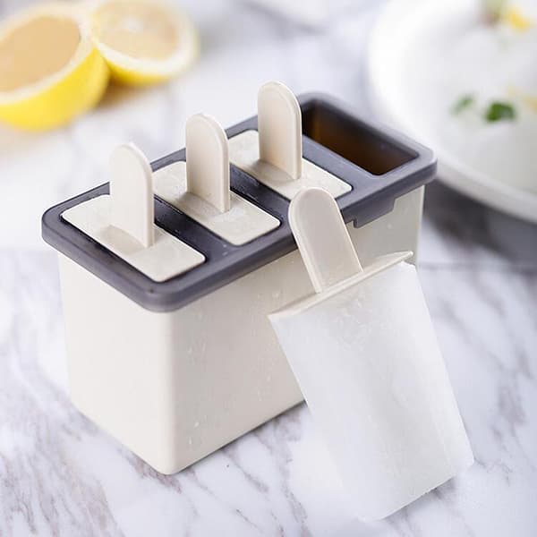 Genanvendelig isform med 4 huller til DIY-ispinde, yoghurt, køkkenredskaber