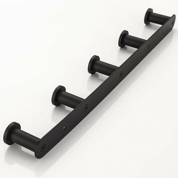 Wall Mounted Coat Rack 5 Hooks Black Finish Coat Hanger for Bathroom