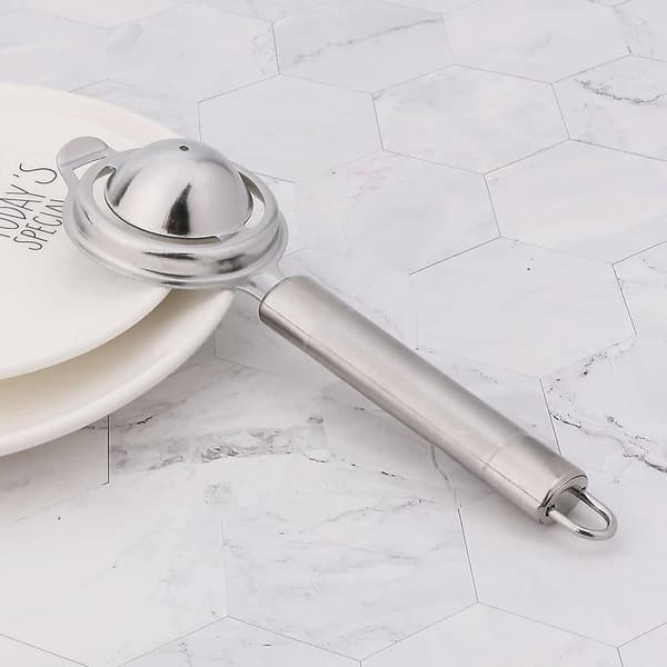 Stainless Steel Egg Separator, Egg White Yolk Separator, Kitchen Utensil, Bottom Leakage Design, 21.3 x 6.5 cm