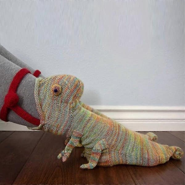 Unisex Crocodile Head Funny Warm Knee High Socks db Chameleon Chameleon