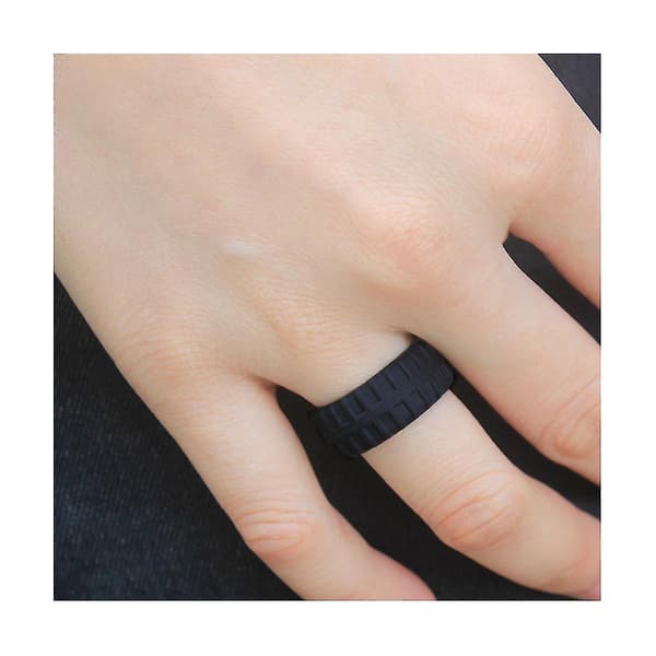 9.0mm Popular for Women Silicone Cool Rings Rectangular Silicone Wedding Ring Eco-Friendly Tire Sport Ring 14