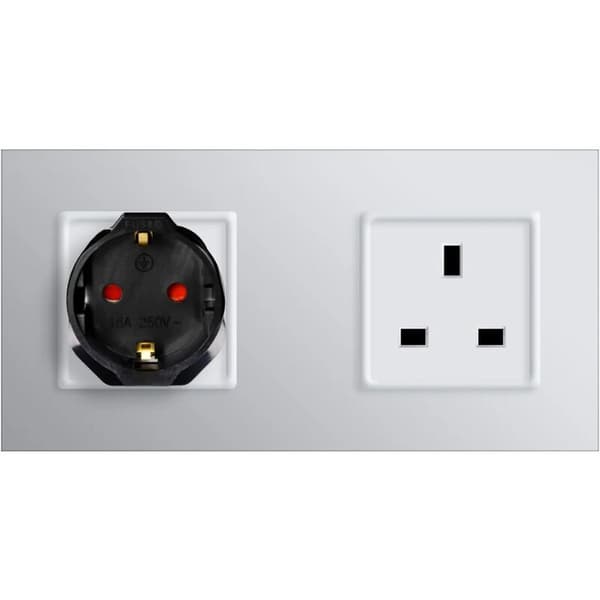 2x britisk stikadapter - Schuko type G - Frankrig til britisk stik - Kompakt rejseadapter - Kompatibel med flere lande