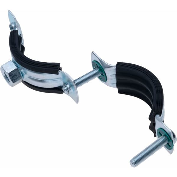 38-44mm Black Rubber Coated Hose Clamp Two-Piece Bracket with M8 Wall Mounted Pipe Clamp CE Split Hanging Ring (4pcs)