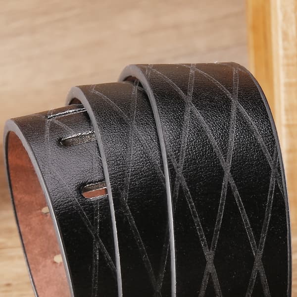 Nålspänne Läderbälte 120cm - Svart PU Läder Herrbälte med Retro Bred Nålspänne, 4cm Bredd, Perfekt Passform