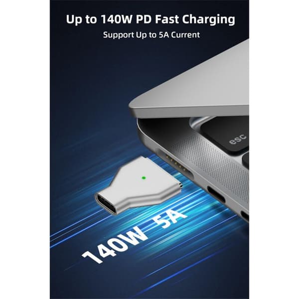 USB C til magnetisk 3 140W opladningsadapter kompatibel med Pro 2023 (M2, 14/16 tommer), til 2022 (M2)