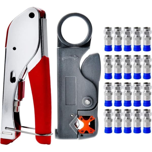 Compression Pliers Set Coaxial Cable Stripper Compression Crimping Tool for Coaxial Cable Rg58 Rg59 Rg6 Rg-62, TV Cable