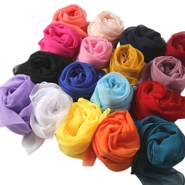 Chiffon Georgette Skjerf Ensfarget Langt Skjerf Kvinner Muslimsk Hijab Bandana Tynn Gul