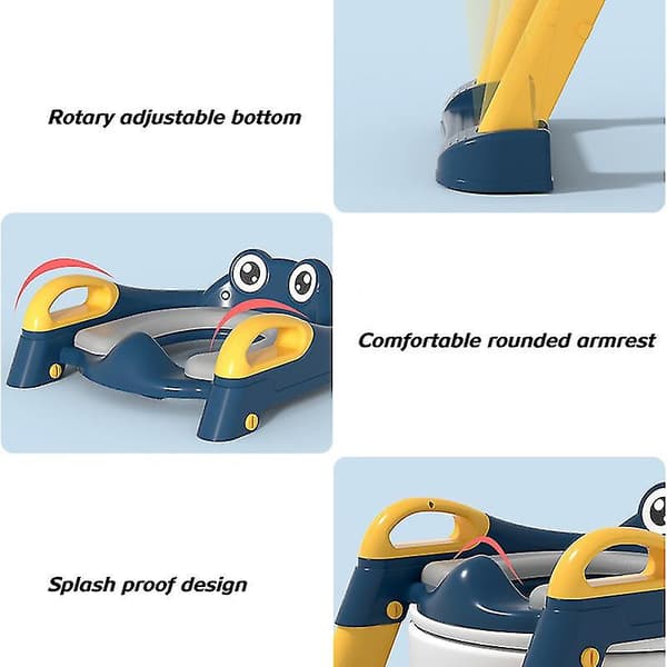 Children's Toilet Seat with Step Stool & Handles, Adjustable Ladder, Cartoon Design