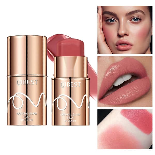 Cream Blush Stick 3 in 1 Waterproof Multifunctional Makeup for Cheeks Lips Eyes Long-lasting