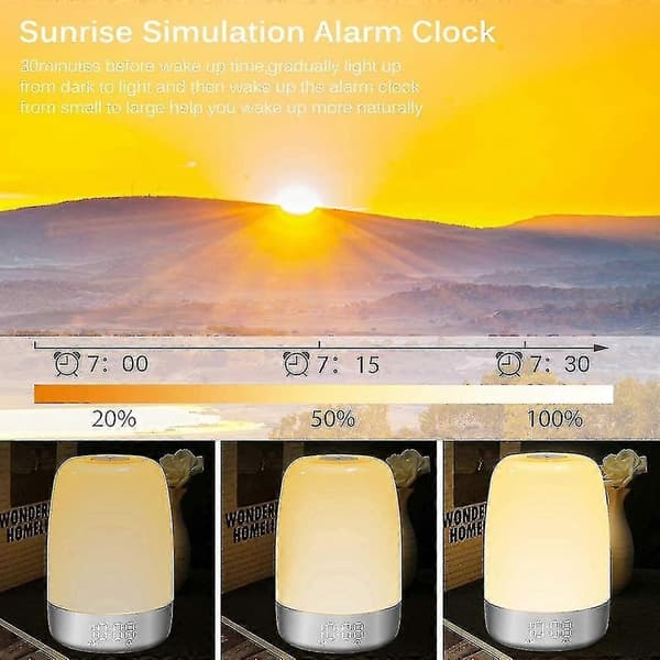 Wake-up Light Simulates Natural Sunrise, Alarm Clock, Desk Lamp, LED Night Light