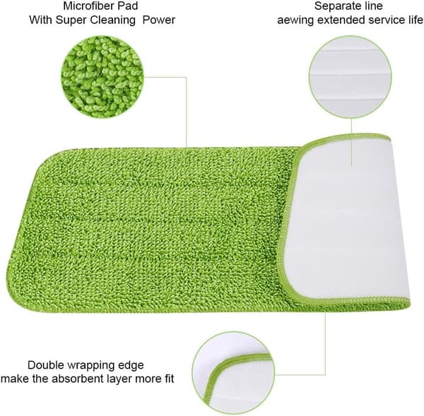 6 stk Mopp (grønn) erstatningsputer, mikrofiber spraymopp for spraymopper-FX-