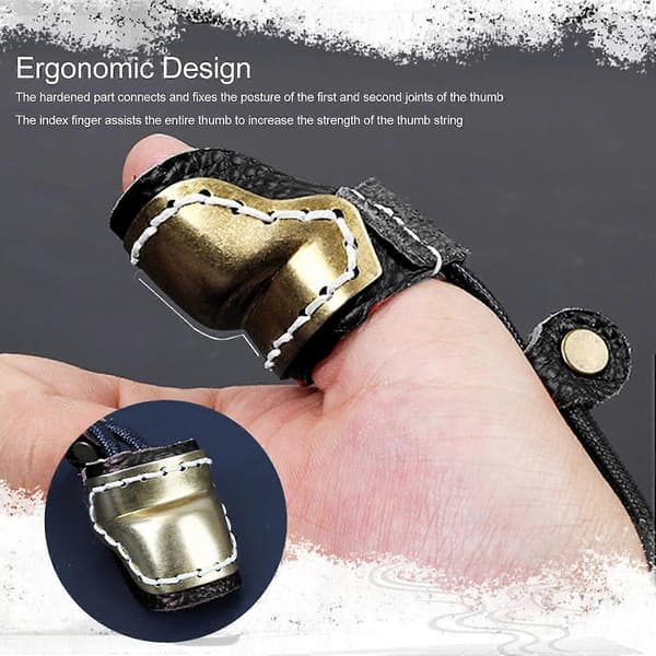 Archery Glove Hunting Thumb Guard, Archery Thumb Ring, Brass Soft Leather Thumb Guard Ring Archery Finger Protector for Traditional Bow