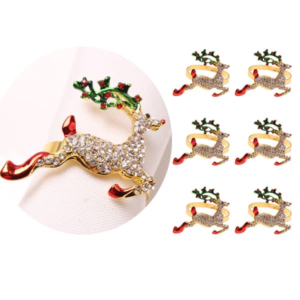 6 stk. juleserviettringer - Diamantbesatte elger, Unik N#