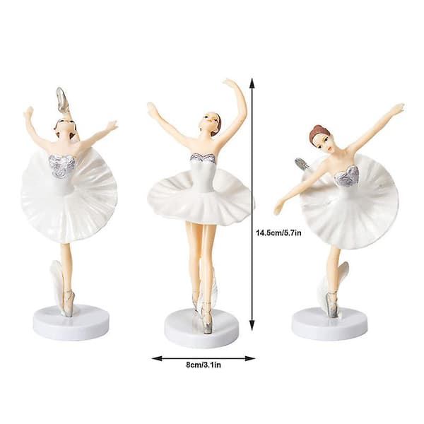 3 stk Balletpige Kagepynt med Base Miniature Figur Legetøj Figurer Legesæt Kagepynt