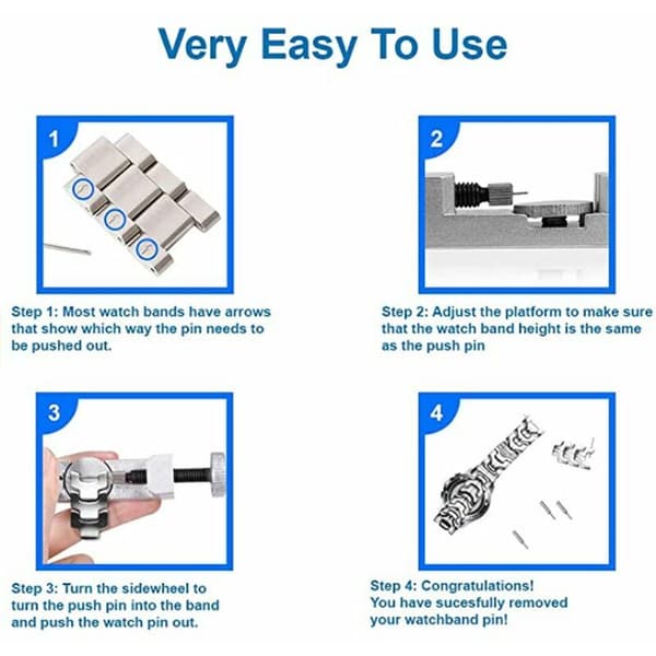 Adjustable Pin Bar Compatible with Watches/Clocks + 4 Different Sizes Pin Bars -