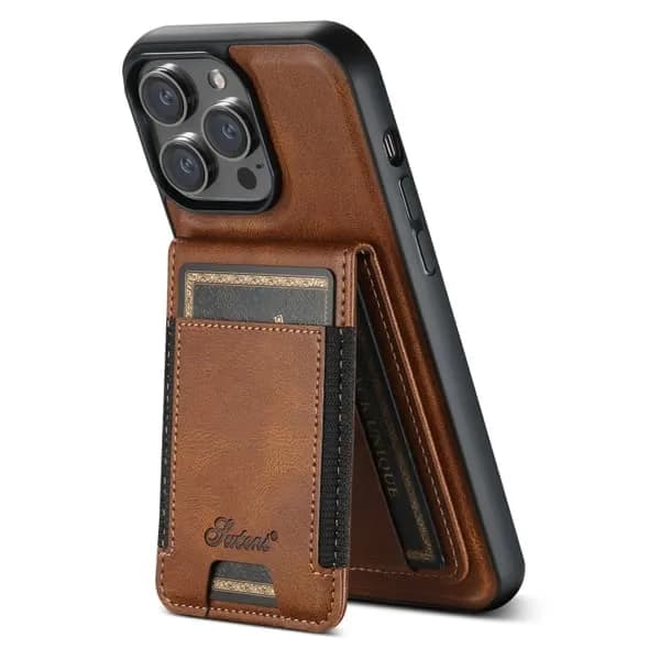 TS Kunstlærdeksel med MagSafe Kortholder for iPhone 15 Pro Max - Brun