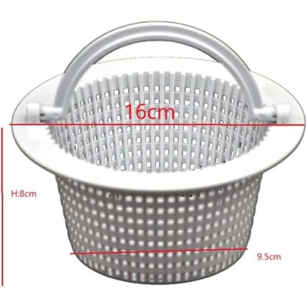 Round Basket for In-Ground Pool Skimmer, with Handle for Easy Removal, 2-Pack - Diameter 16 cm - White.