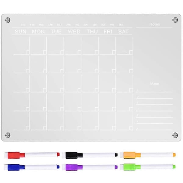 1 Set Acrylic Memo Board with Pens Magnetic Weekly Planner Refrigerator Board List Writing Board