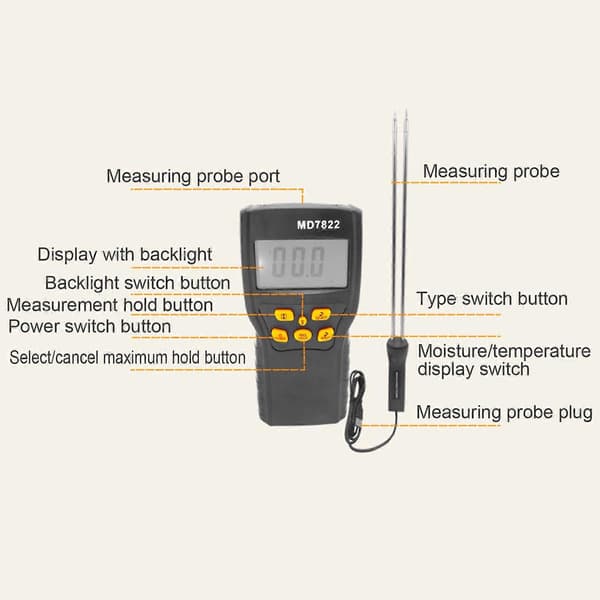 Fuktmätare med lång sond digital spannmål vete ris majs fuktmätinstrument