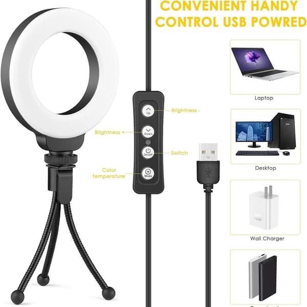 4-inch Laptop Ring Light with Stand Conference Lighting KLB