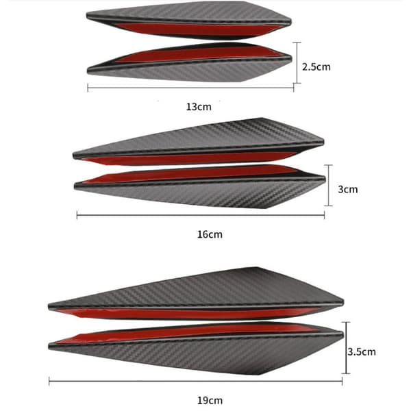 6 stk universelle karbonfiber PP bilspoilerfinner.