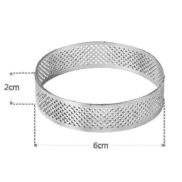 12 stk. 6 cm kageforme i rustfrit stål, kageform, cirkulær udstikker, wienerbrødsring, varmebestandig, perforeret-FX-